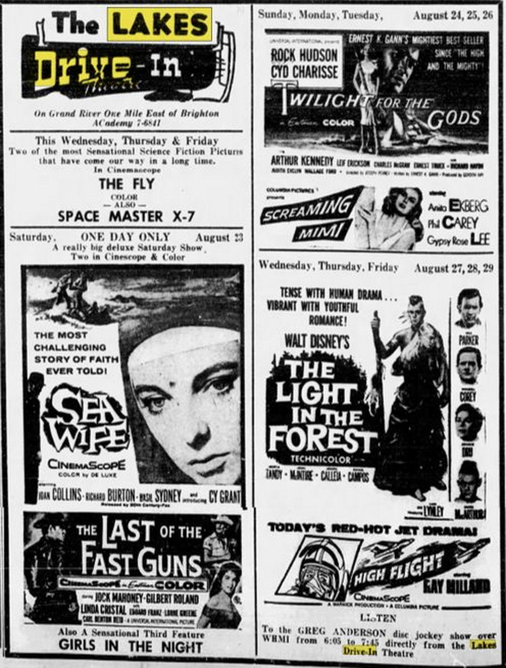 Lakes Drive-In Theatre - Aug 20 1958 Article (newer photo)